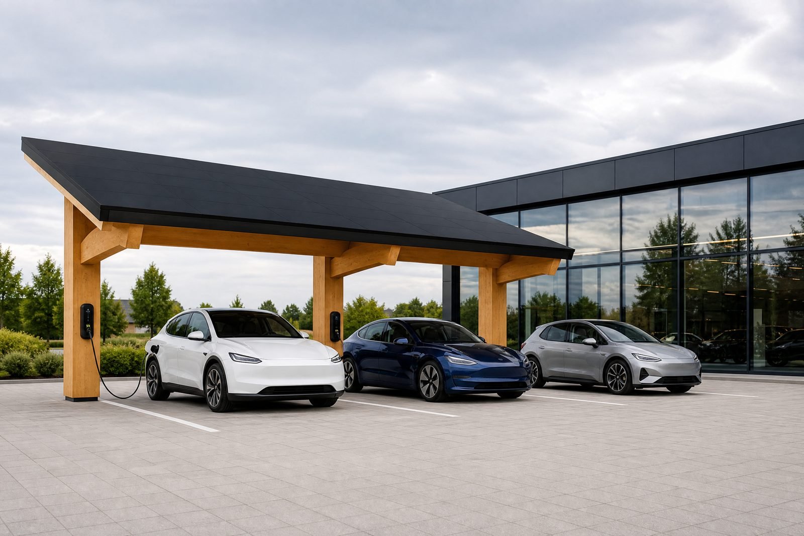 CAROSOLARO pavilion on a dealer forecourt